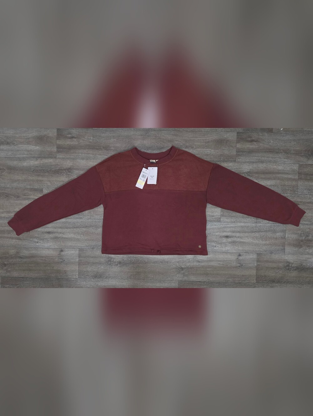 Roxy Button-Front Cropped Henley Top-Size Small *NWT*